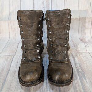 A.S.98 Women's Smoke Brown Zipper Emerson Boot Size 36